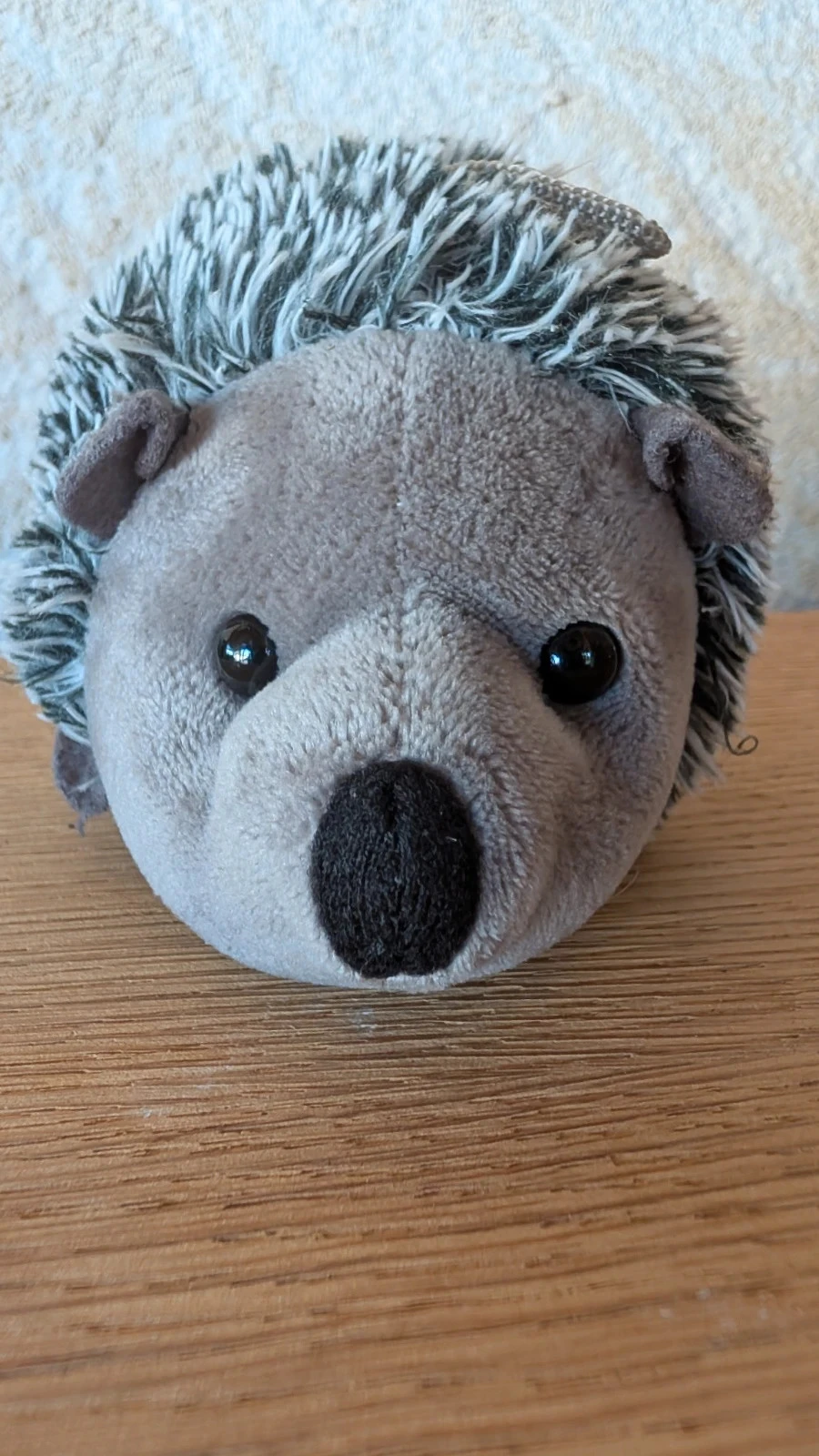soft brown gray hedgehog plush toy with attachment 16 cm – photo 2
